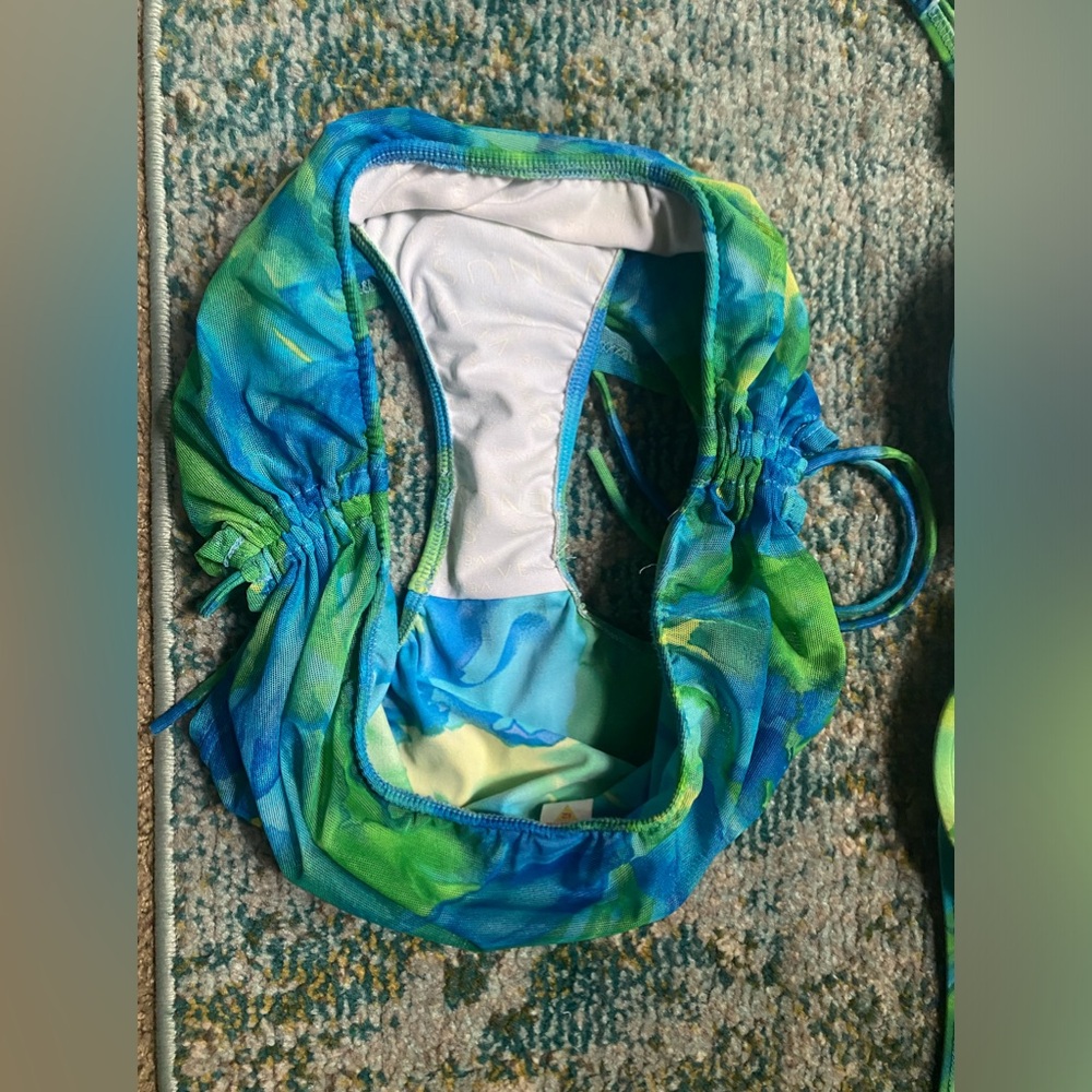 Vintage 90s Venus lagoon padded underwire mesh skirted bikini, size 12 C - Picture 13 of 16